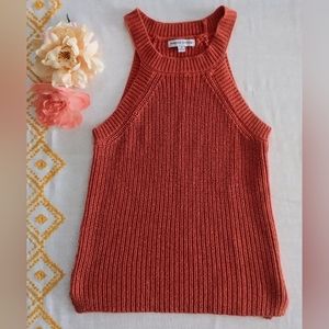 Reunited Clothing Knit Halter Tank Top Womens orange color Size Small
